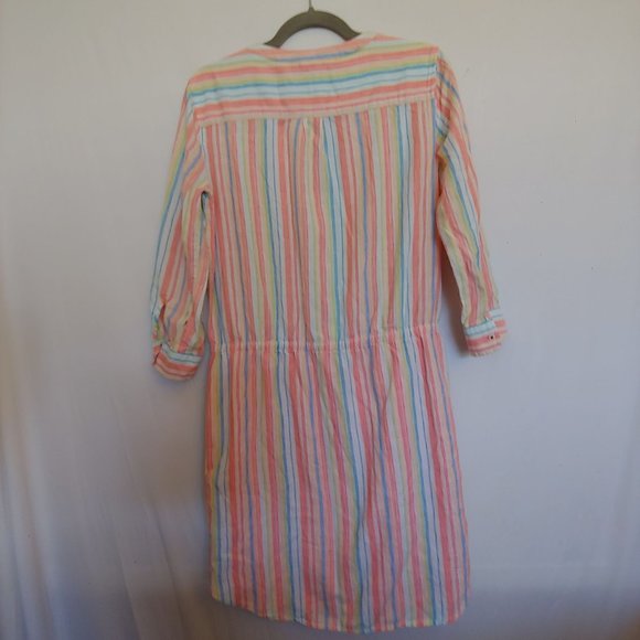 Tommy Hifiger long sleeve button down stripe dress with drawstring XS - Picture 5 of 13